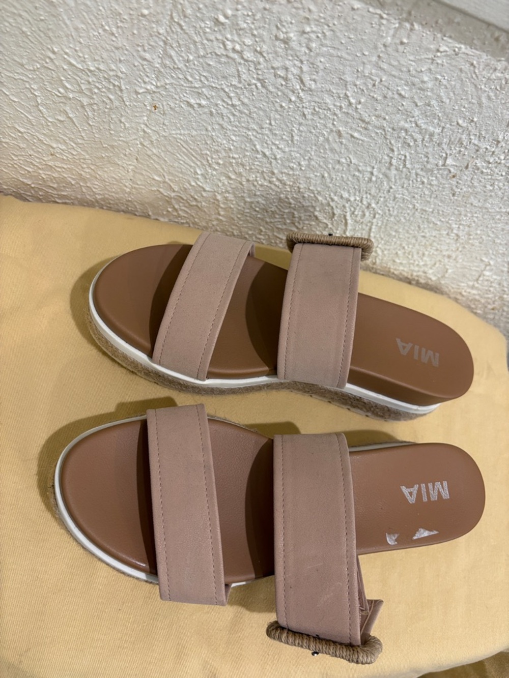 MIA Nude Blush Double-Strap Slide Sandals - Picture 2 of 4